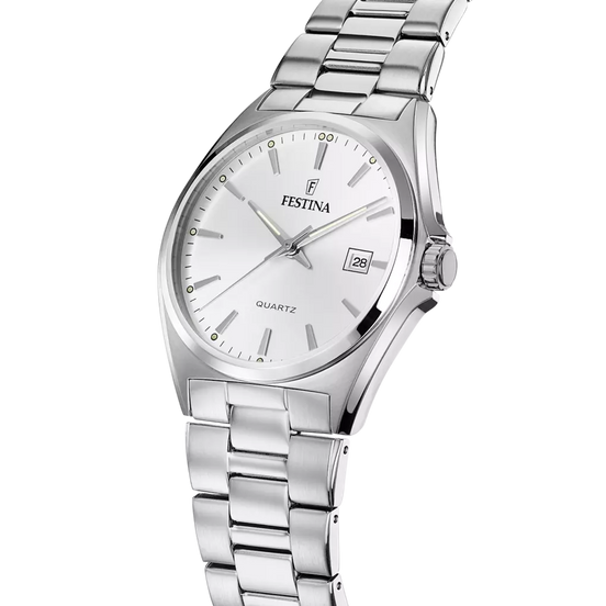 OROLOGIO FESTINA CLASSICS F20552/2 BIANCO BRACCIALE IN ACIAIO, UOMO