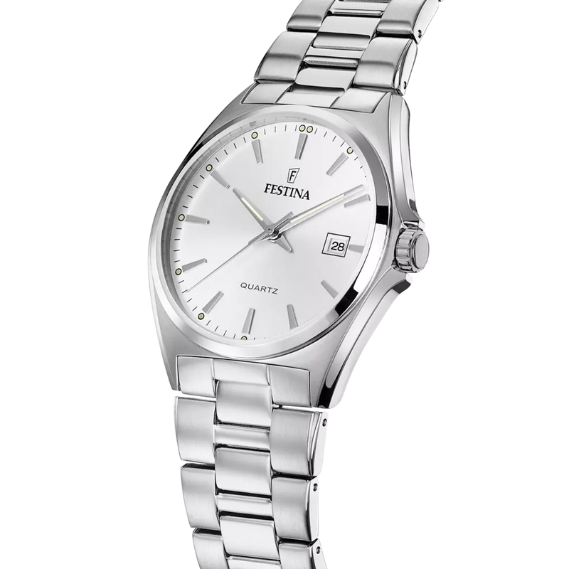 OROLOGIO FESTINA CLASSICS F20552/2 BIANCO BRACCIALE IN ACIAIO, UOMO