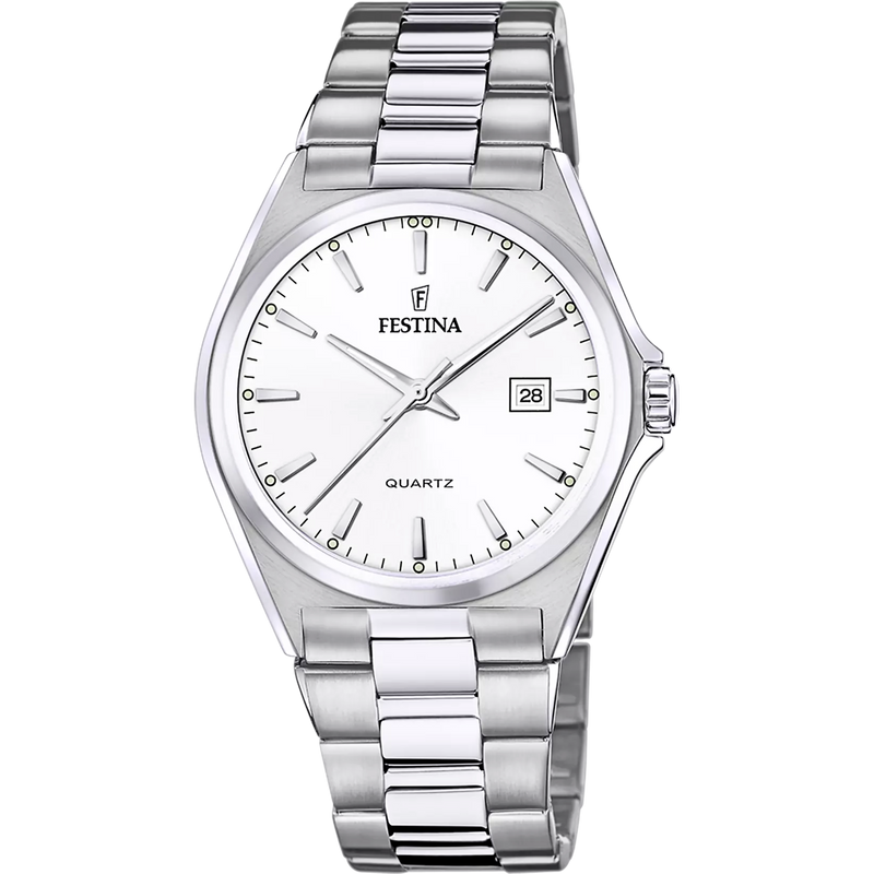 OROLOGIO FESTINA CLASSICS F20552/2 BIANCO BRACCIALE IN ACIAIO, UOMO