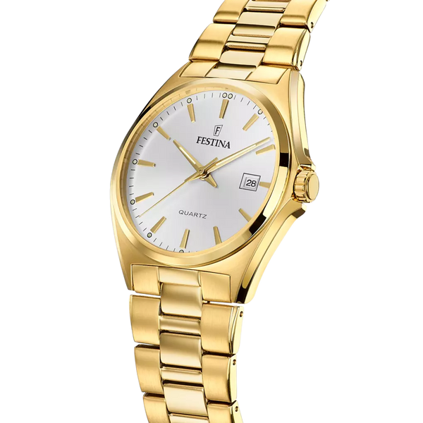 OROLOGIO FESTINA IN ACCIAIO CLASSICO F20555/2 BIANCO CINTURINO IN ACCIAIO, UOMO
