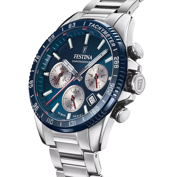 Festina Timeless orologio cronografo uomo silver/blu F20560/2