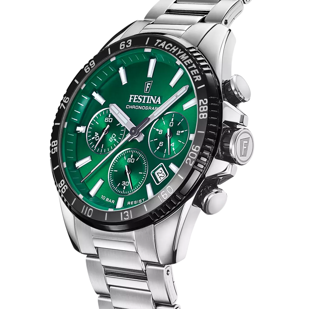 OROLOGIO FESTINA F20560/4 VERDE CON CINTURINO IN ACCIAIO, UOMO