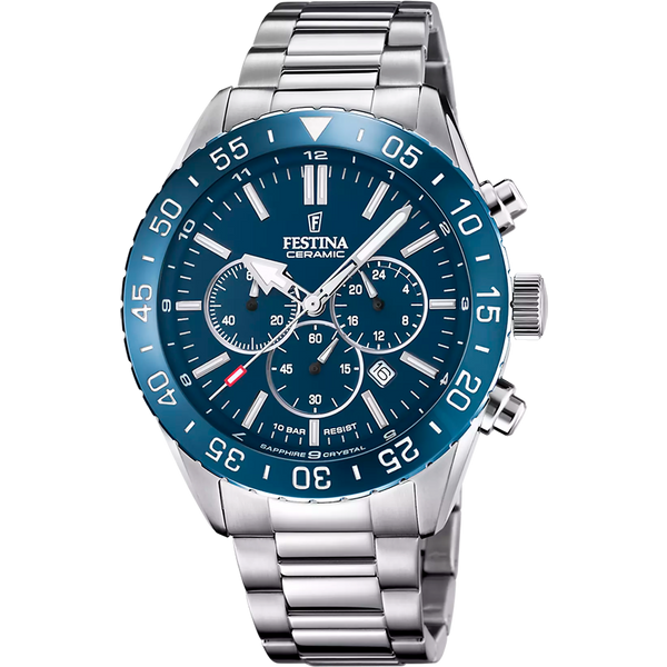 Festina Ceramic Sport orologio cronografo uomo silver/blu F20575/2