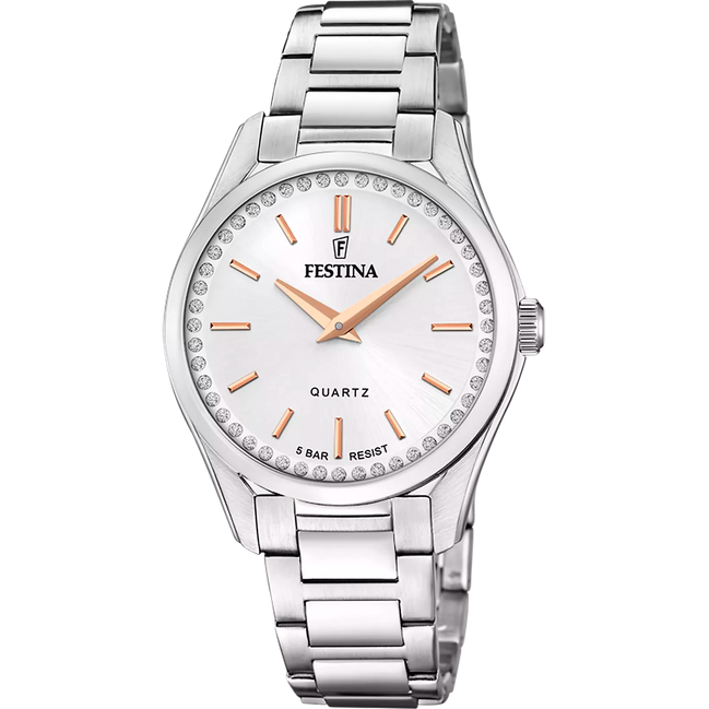 OROLOGIO FESTINA MADEMOISELLE F20583/1 GRIGIO ARGENTO CINTURINO IN ACCIAIO, DONNA