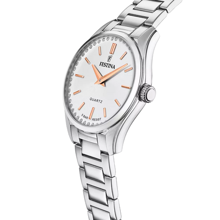 OROLOGIO FESTINA MADEMOISELLE F20583/1 GRIGIO ARGENTO CINTURINO IN ACCIAIO, DONNA