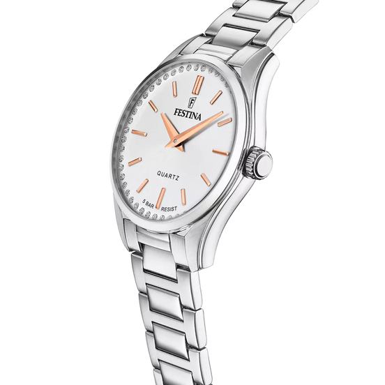 OROLOGIO FESTINA MADEMOISELLE F20583/1 GRIGIO ARGENTO CINTURINO IN ACCIAIO, DONNA