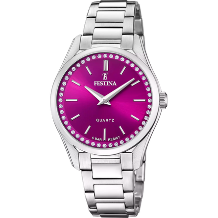 OROLOGIO FESTINA MADEMOISELLE F20583/2 BORDEAUX BRACCIALE IN ACIAIO, DONNA