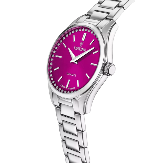 OROLOGIO FESTINA MADEMOISELLE F20583/2 BORDEAUX BRACCIALE IN ACIAIO, DONNA