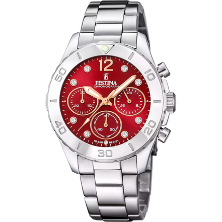 OROLOGIO FESTINA F20603/2 BORDEAUX CINTURINO IN ACCIAIO, DONNA
