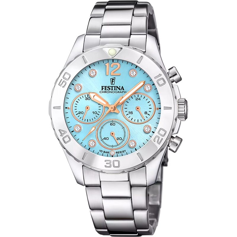 OROLOGIO FESTINA BOYFRIEND COLLECTION F20603/4 AZZURO CINGHIA ACCIAIO INOSSIDABILE 316L, DONNA