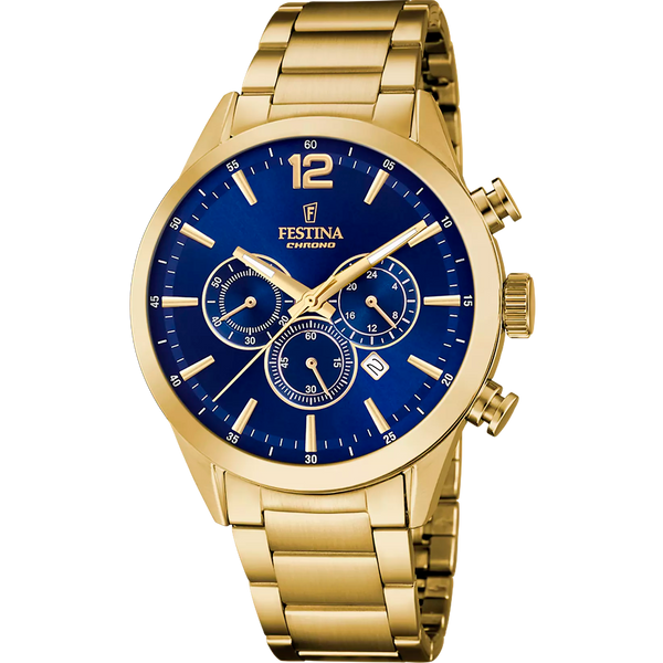 FESTINA - OROLOGIO  TIMELESS CRONOGRAFO F20633/2 BLU CON CINTURINO IN ACCIAIO INOSSIDABILE 316L