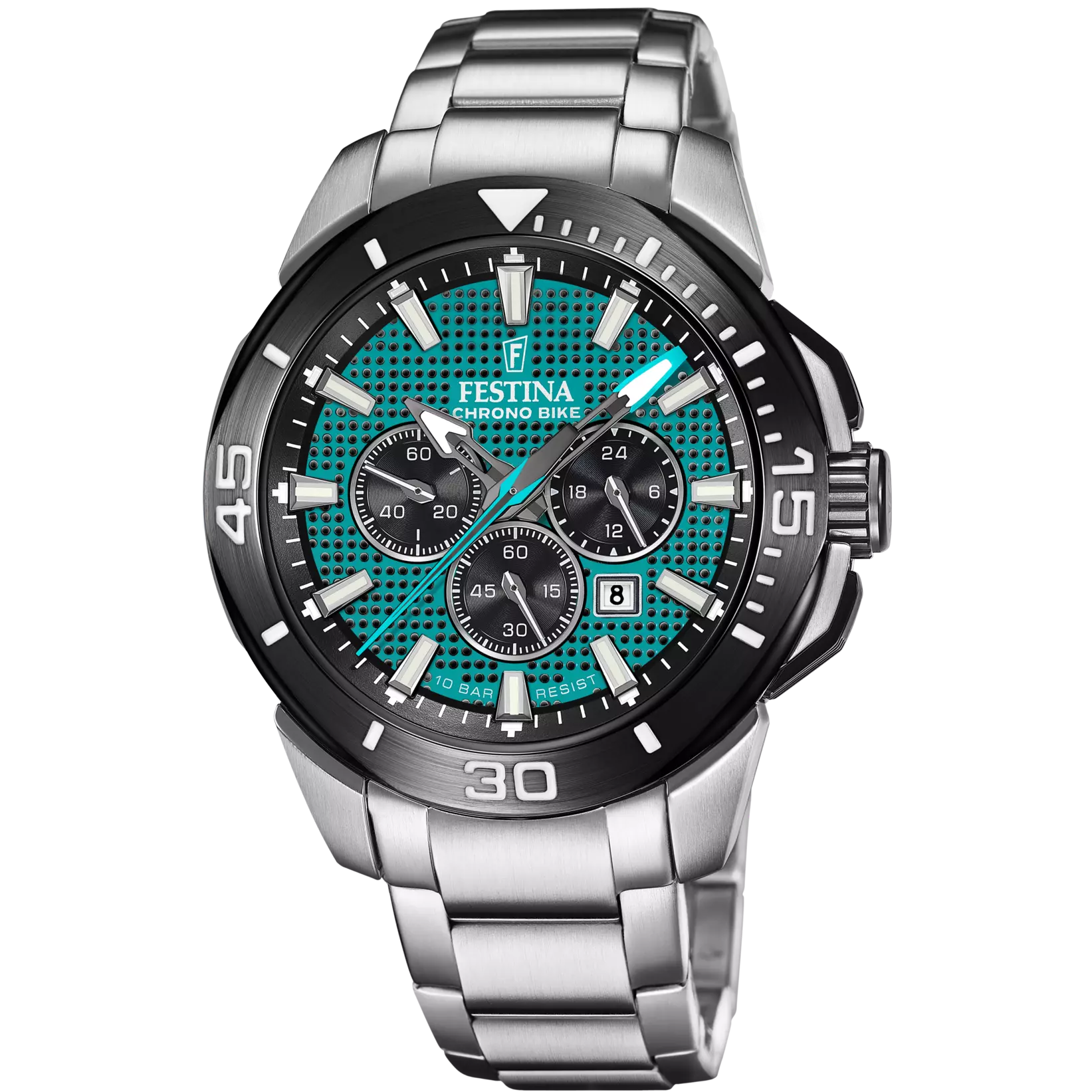 OROLOGIO FESTINA CHRONO BIKE F20641/3 VERDE CON CINTURINO IN ACCIAIO INOSSIDABILE 316L, UOMO.