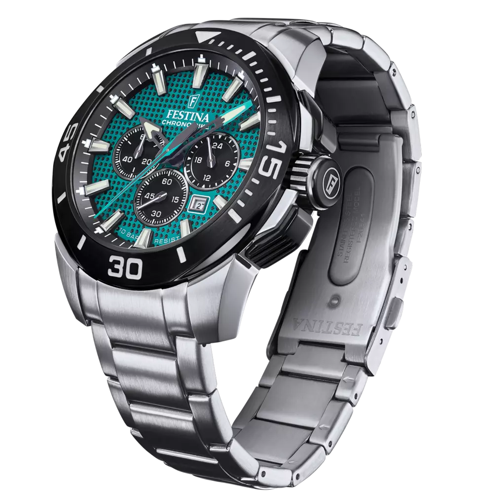 OROLOGIO FESTINA CHRONO BIKE F20641/3 VERDE CON CINTURINO IN ACCIAIO INOSSIDABILE 316L, UOMO.