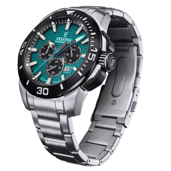 OROLOGIO FESTINA CHRONO BIKE F20641/3 VERDE CON CINTURINO IN ACCIAIO INOSSIDABILE 316L, UOMO.
