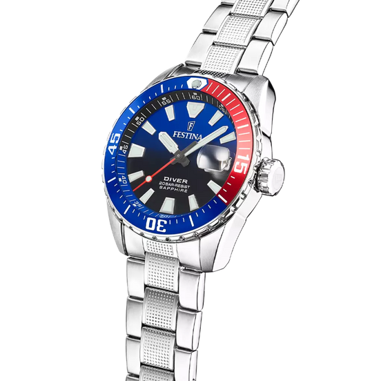OROLOGIO FESTINA THE ORIGINALS F20669/4 AZZURO CINGHIA ACCIAIO INOSSIDABILE 316L, UOMO