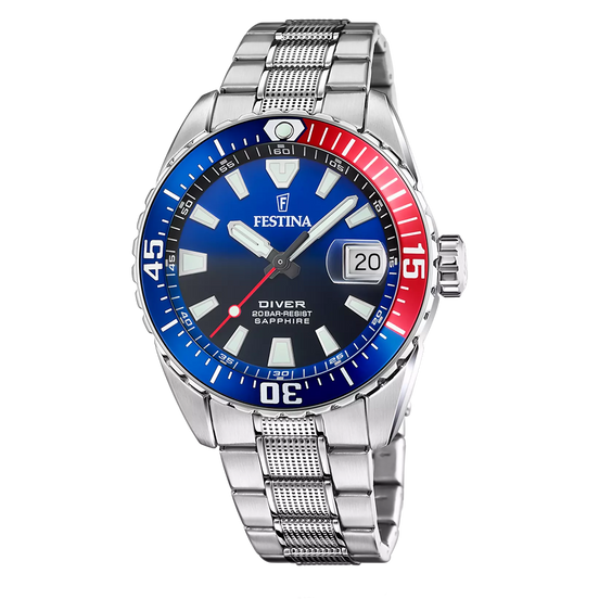 OROLOGIO FESTINA THE ORIGINALS F20669/4 AZZURO CINGHIA ACCIAIO INOSSIDABILE 316L, UOMO