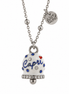 Amo Capri - Collana in Acciaio campanella Capri bianca con pois blu
