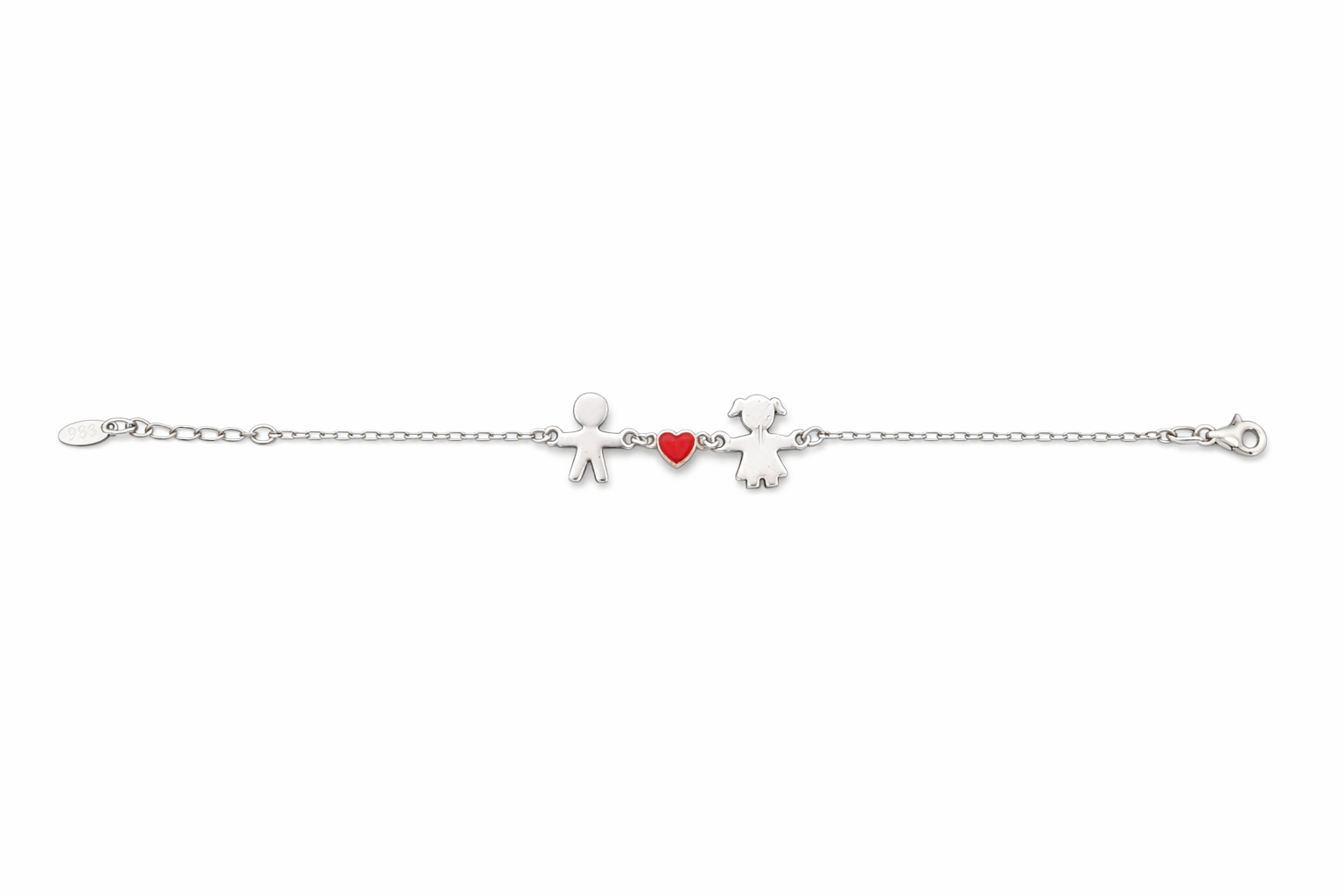 fico gioielli - Bracciale Bimbo e Bimba con Cuore in Argento 925