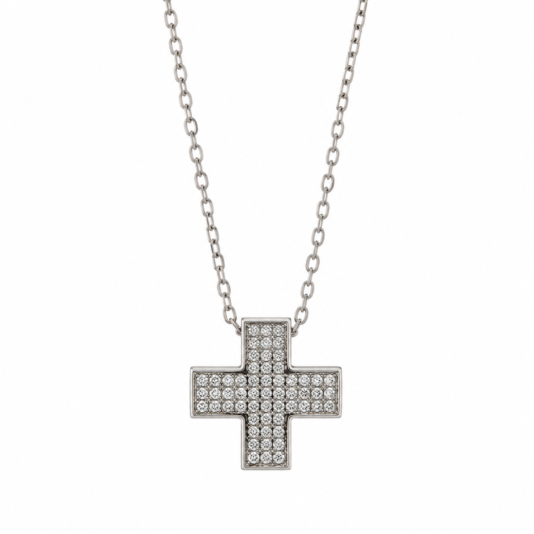 Bysimon - Collana in argento sterling 925 con croce in zircone