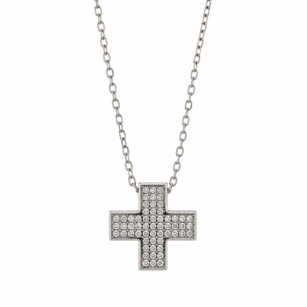 Bysimon - Collana in argento sterling 925 con croce in zircone