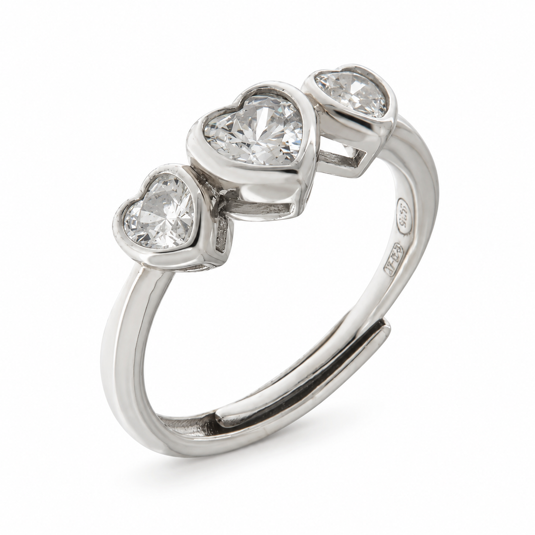 Bysimon - Anello in Argento 925 tris di cuori