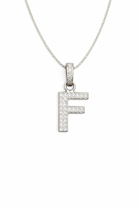 fico gioielli - Collana con Iniziale “F” in Argento con Zirconi