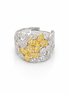 fico gioielli - Anello Fascia Fiori Bicolore in Argento 925