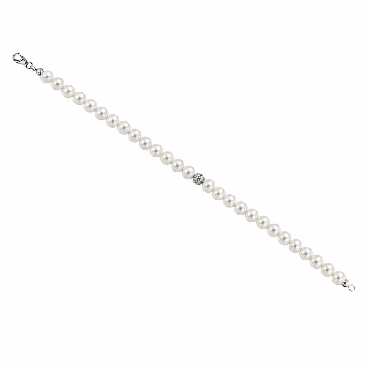 Kioto - Bracciale Donna Con Perle E Sfere Sfaccettate In Oro Bianco 18 Kt