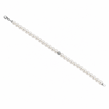 Kioto - Bracciale Donna Con Perle E Sfere Sfaccettate In Oro Bianco 18 Kt