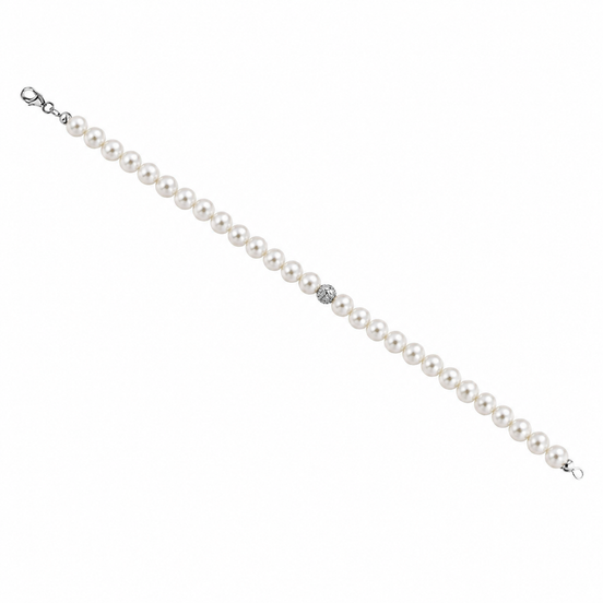 Kioto - Bracciale Donna Con Perle E Sfere Sfaccettate In Oro Bianco 18 Kt