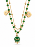 Amo Capri - Collana in Metallo multifilo con campanella e pietre verdi