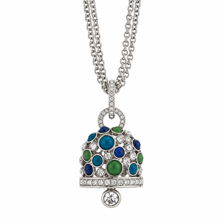 Amo Capri - Collana in Acciaio campana pendente con cristalli bianchi e blu