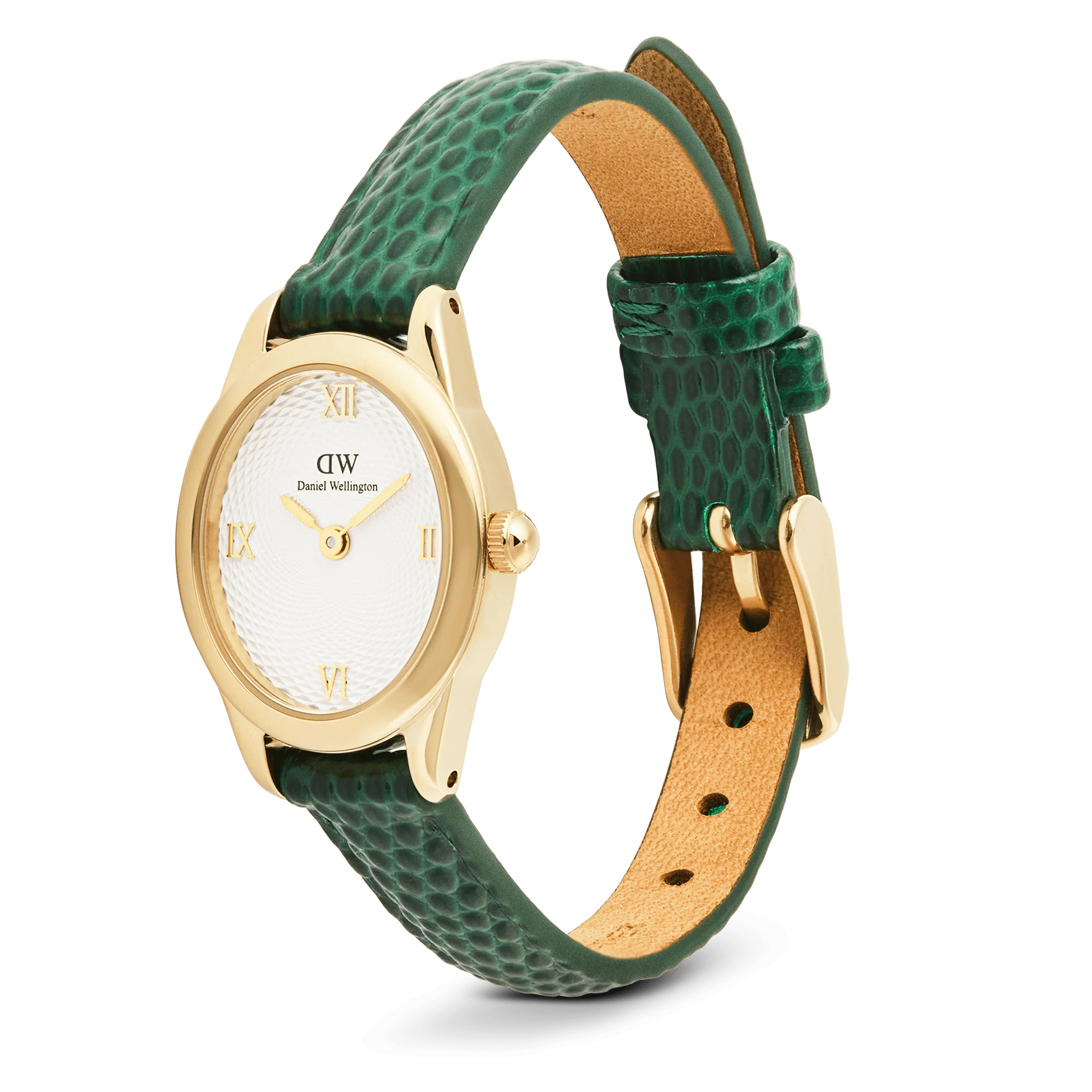 Daniel Wellington - Ophelia Mini Green Lizard White Guilloché Gold