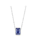 Collana con cristallo pendente rettangolare tanzanite e zirconi