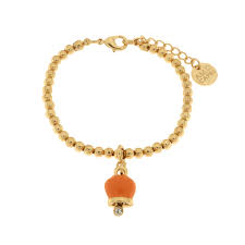 Bracciale in Metallo con campanella pendente in smalto arancione SKU: 3572118