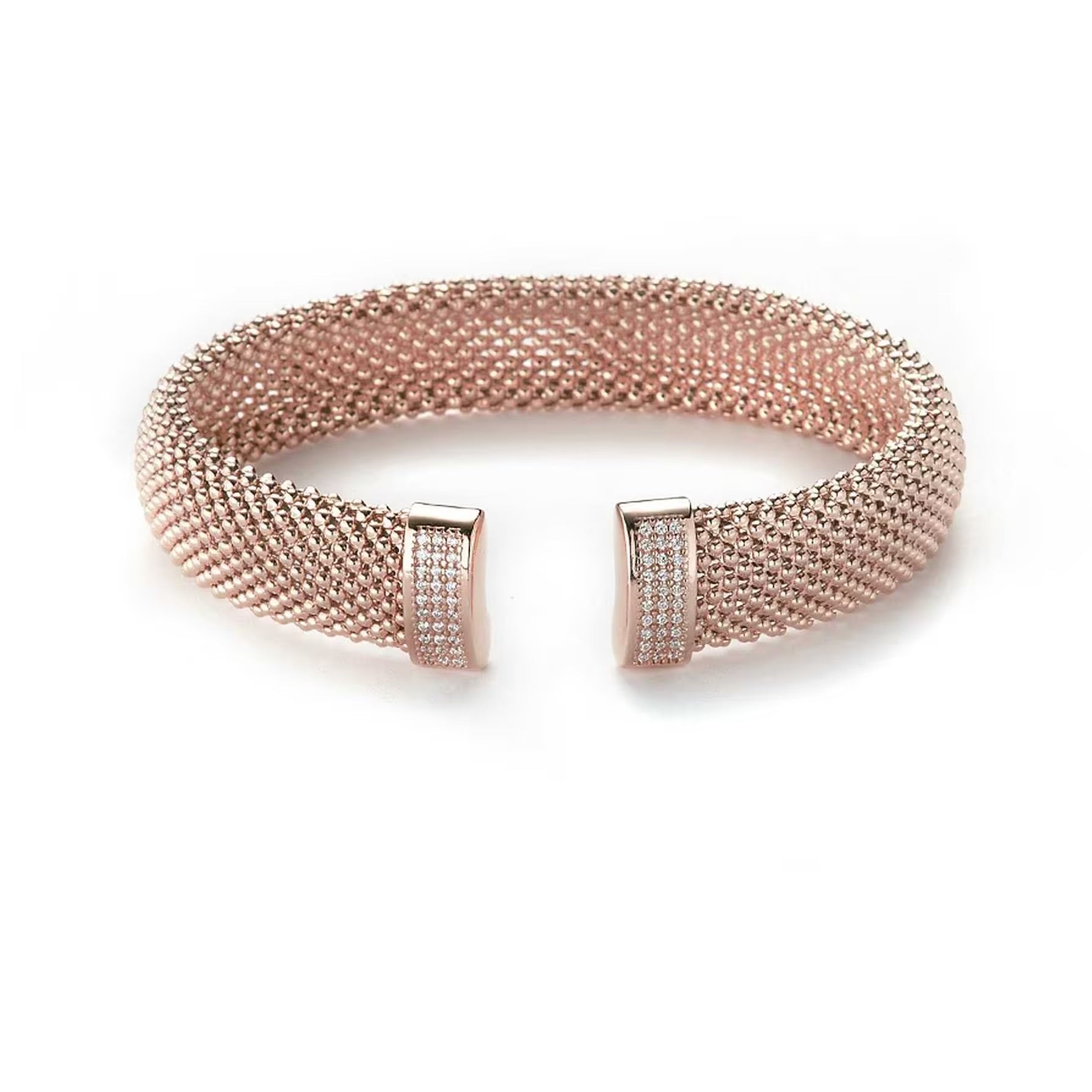 Bracciale rigido Strong in bronzo con finitura oro rosè e zirconi Sovrani J4016