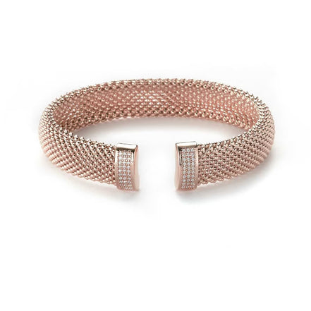 Bracciale rigido Strong in bronzo con finitura oro rosè e zirconi Sovrani J4016