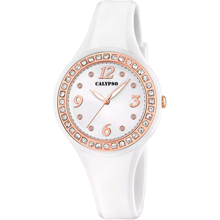 CALYPSO - OROLOGIO TRENDY K5567/B BIANCO CINTURINO GOMMA, DONNA