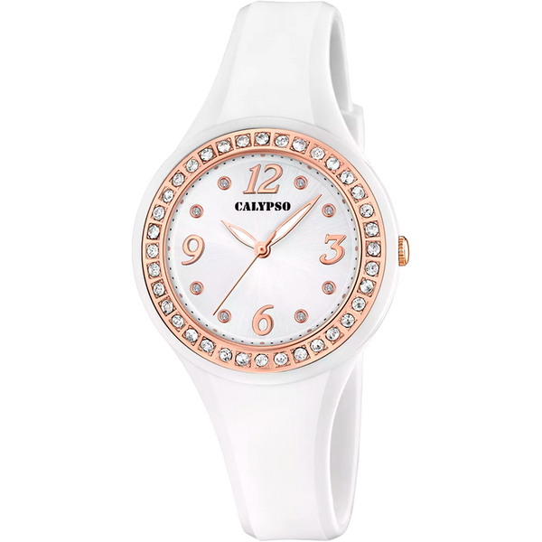 CALYPSO - OROLOGIO TRENDY K5567/B BIANCO CINTURINO GOMMA, DONNA