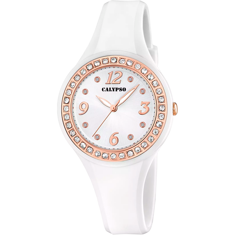 CALYPSO - OROLOGIO TRENDY K5567/B BIANCO CINTURINO GOMMA, DONNA