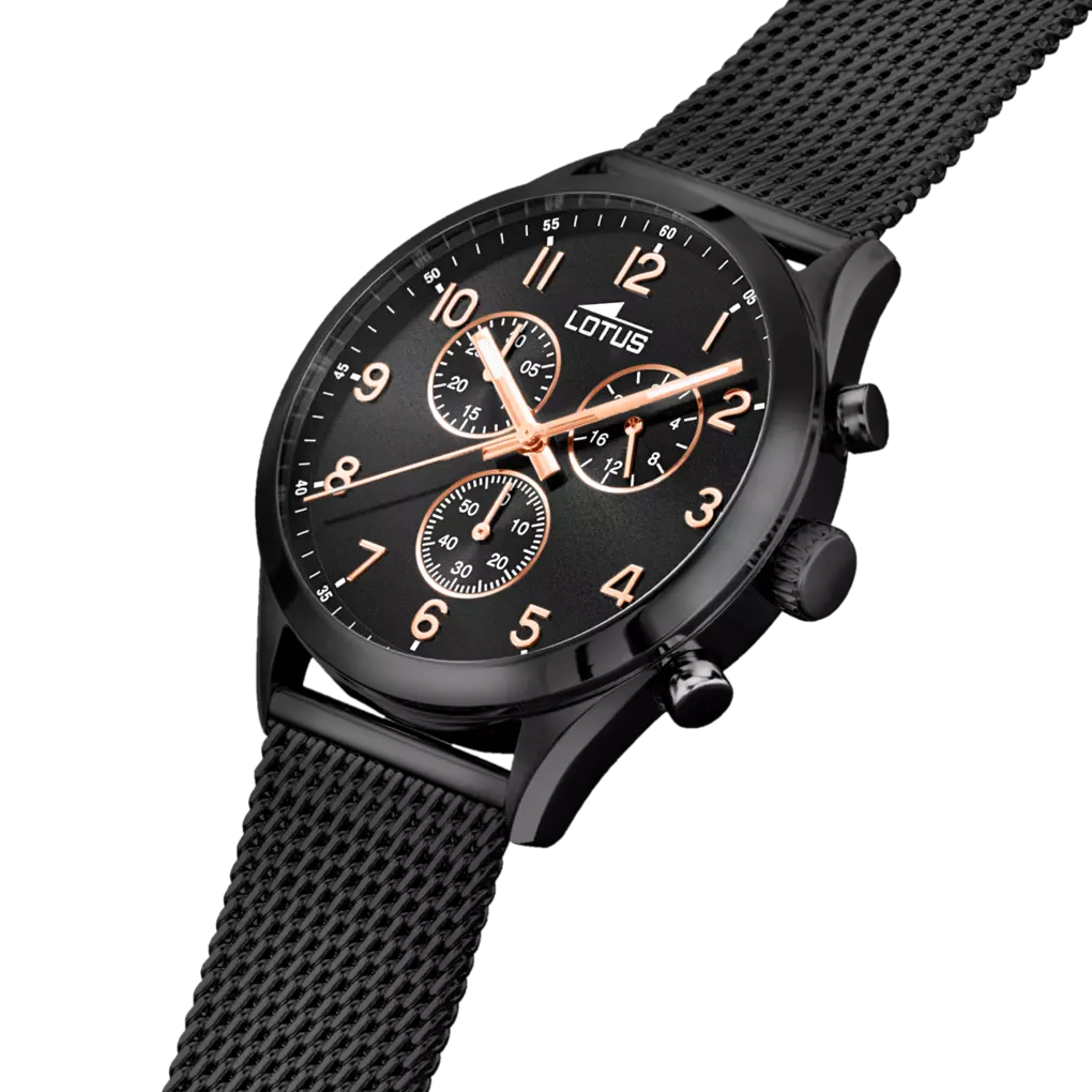Lotus Minimalist orologio 43mm uomo nero bracciale in acciaio 18639/1