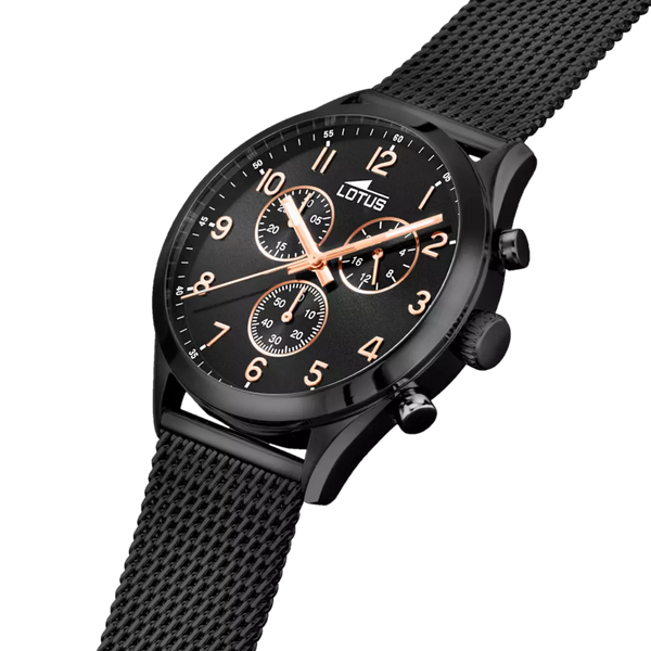 Lotus Minimalist orologio 43mm uomo nero bracciale in acciaio 18639/1