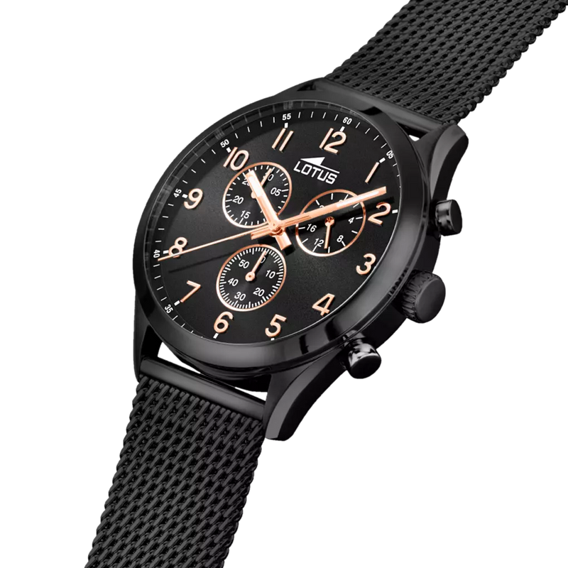 Lotus Minimalist orologio 43mm uomo nero bracciale in acciaio 18639/1