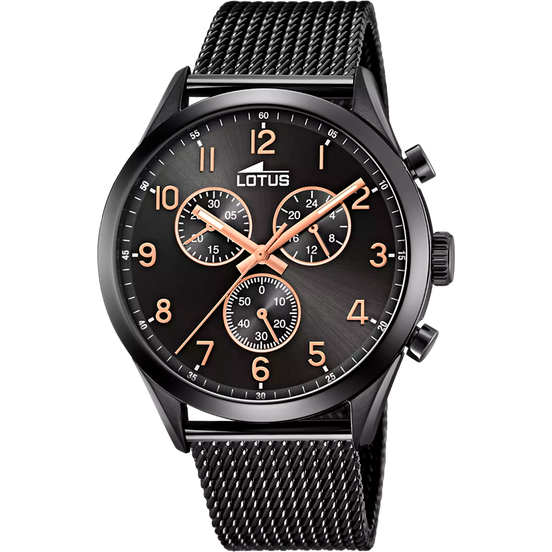Lotus Minimalist orologio 43mm uomo nero bracciale in acciaio 18639/1