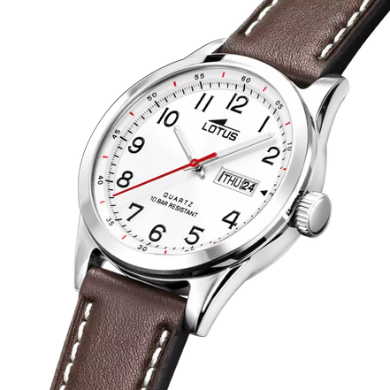 LOTUS - OROLOGIO  CLASSIC STEEL 18671/1 BLANCO, CINTURINO IN PELLE