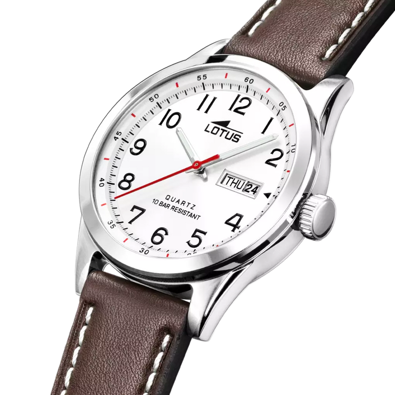 LOTUS - OROLOGIO  CLASSIC STEEL 18671/1 BLANCO, CINTURINO IN PELLE