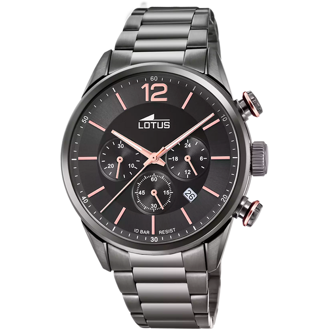 OROLOGIO LOTUS CHRONO 18686/2 NERO BRACCIALE IN ACIAIO, UOMO