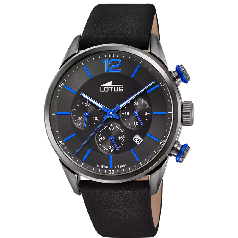 Lotus Men's Black Chrono orologio 43mm uomo 18687/3