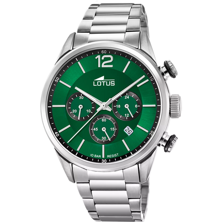 LOTUS - OROLOGIO  CHRONO 18688/4 VERDE CINGHIA ACCIAIO INOSSIDABILE 316L
