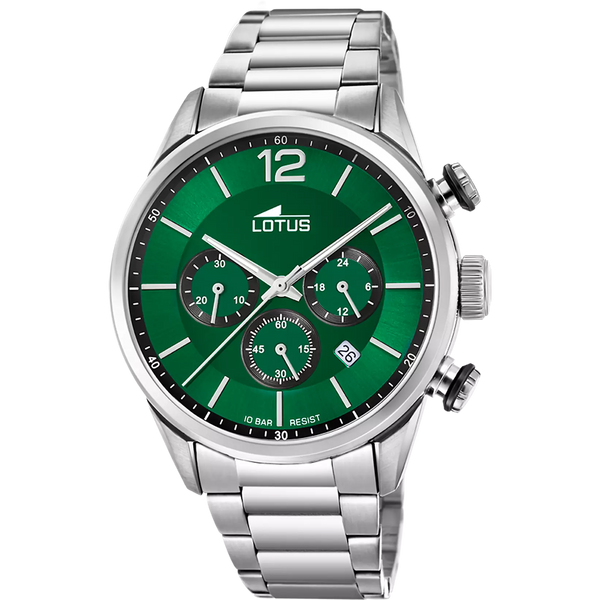 LOTUS - OROLOGIO  CHRONO 18688/4 VERDE CINGHIA ACCIAIO INOSSIDABILE 316L